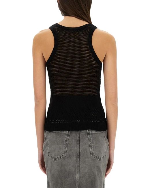 Moschino Black Mesh Top With Logo