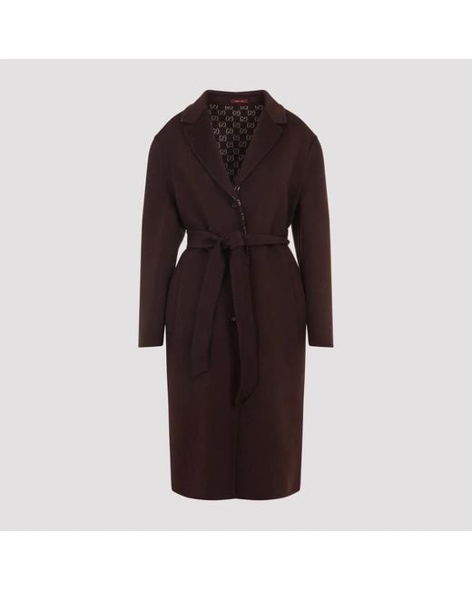 Gucci Brown Reversible Wool And Silk Coat