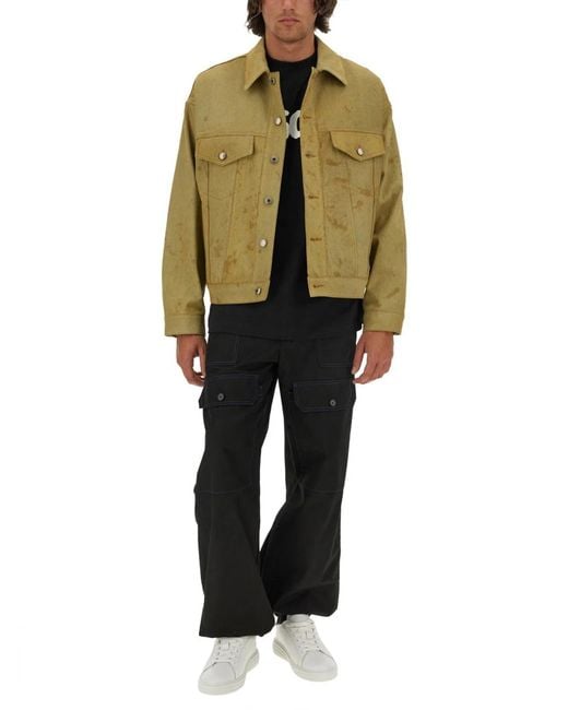 MSGM Green Denim Jacket Dyed for men