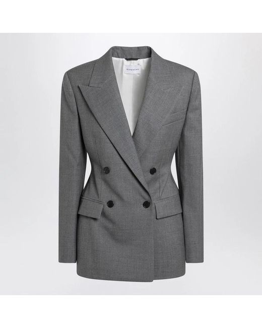 Givenchy Gray Double-Breasted Wool Jacket