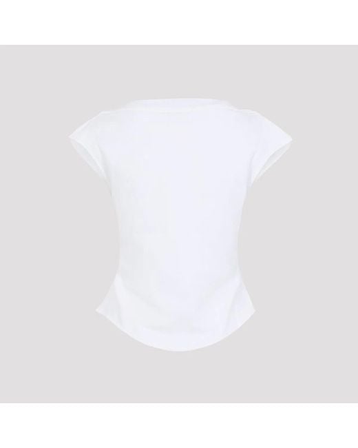 Alaïa White Alaia Cap Cotton Fitted T-Shirt