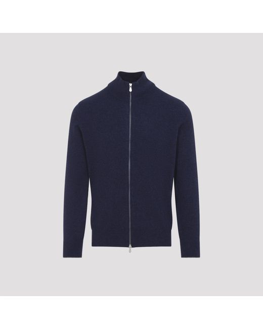 Brunello Cucinelli Blue Full Zip Cashmere Cardigan for men