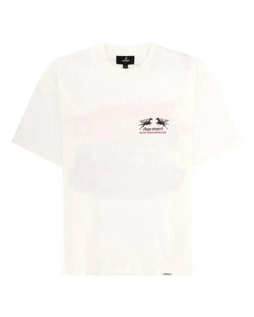 Represent White T-Shirt Con Stampa "24 Hour Service" for men