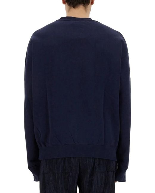FAMILY FIRST Blue Sweatshirt With Heart Embroidery for men