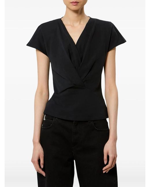 Isabel Marant Black Nadrine Draped Cotton Jersey T-Shirt