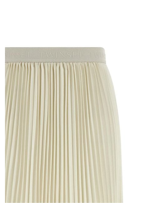 Twinset White Twin Set Pleated Skirt