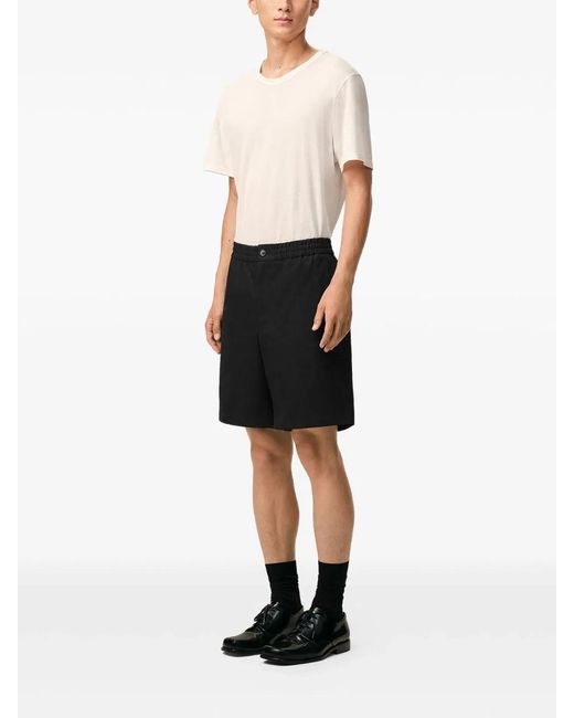 AMI Black Elasticated Waist Shorts for men