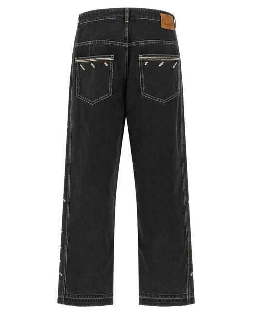 Isabel Marant Black 'Jorian' Jeans With Embroideries for men