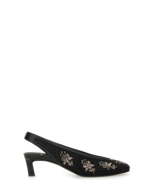 Fendi Black Slingback With Embroidery