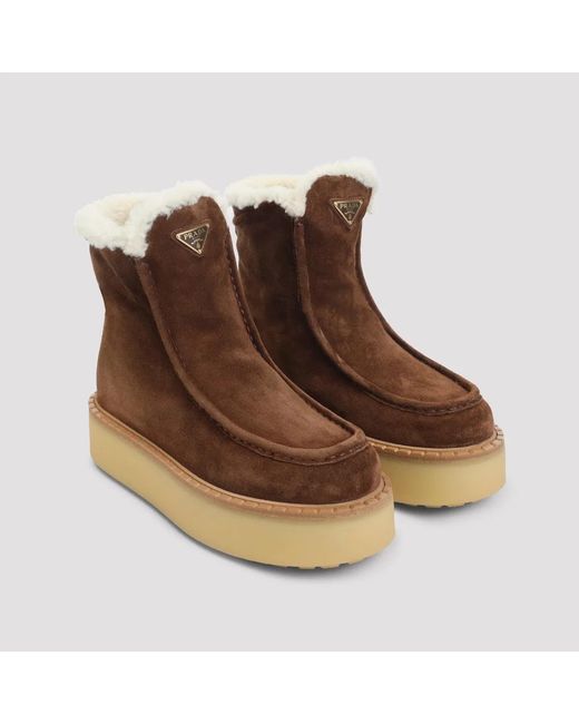 Prada Brown Suede Ankle Boots