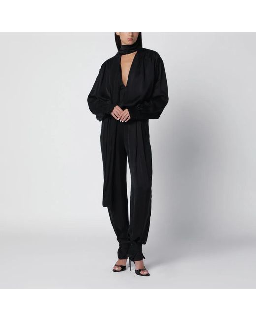 ANDAMANE Black Mathilda Cupro Satin Blouse