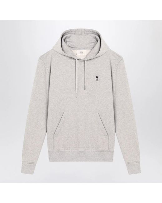 AMI Gray Ami De Coeur Hoodie for men