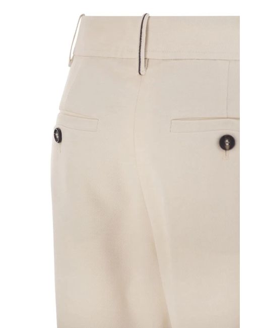 Brunello Cucinelli Natural Stretch Viscose-Wool Twill Equestrian Trousers With Jewellery