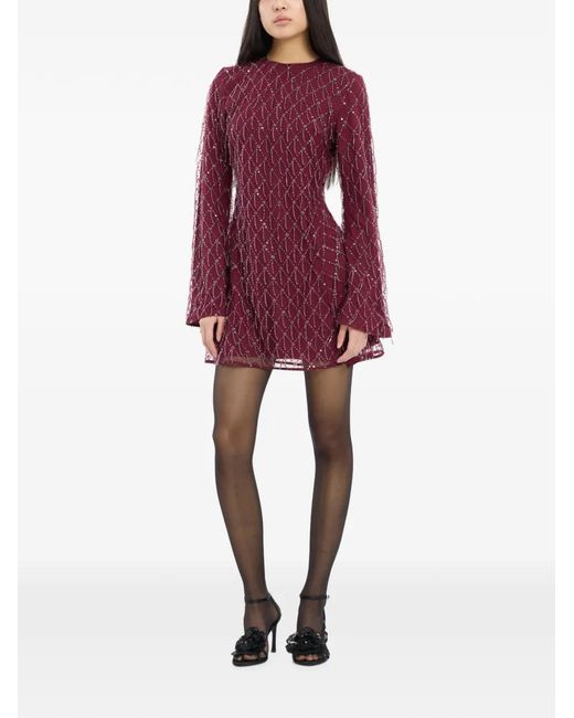 ROTATE BIRGER CHRISTENSEN Purple Flared Mini Dress With Sequins