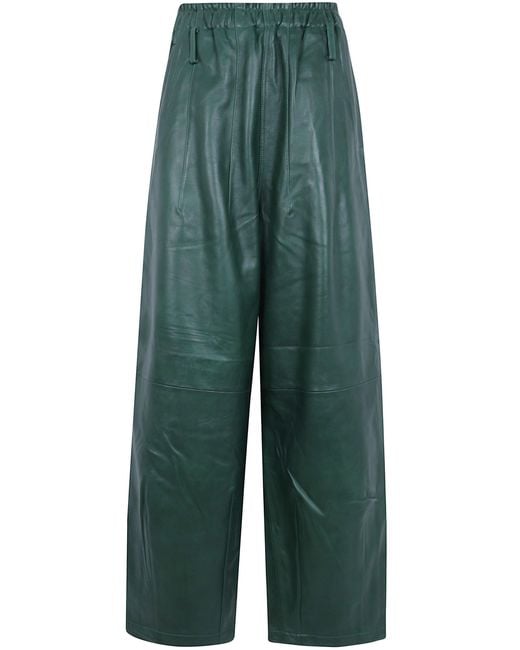 Frankie Shop Green "Oakdale" Leather Track Pants