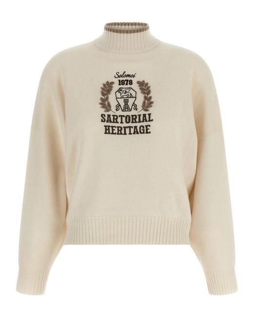 Brunello Cucinelli White Heraldic Embroidery Sweater