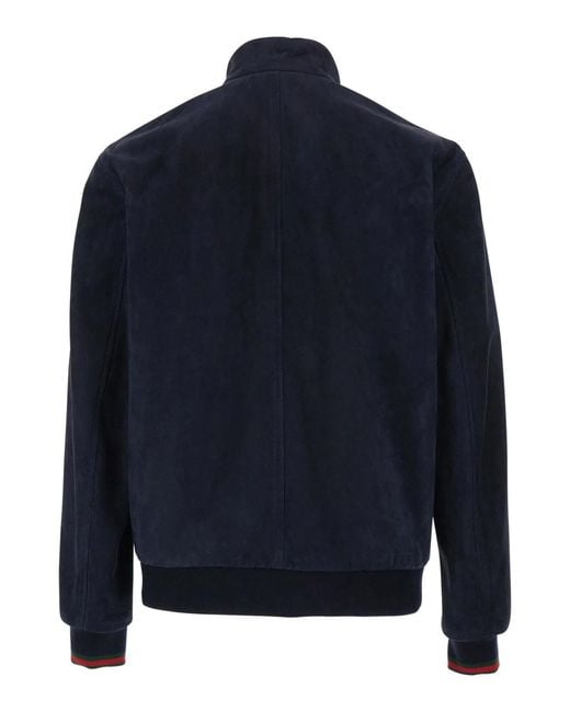 Gucci Blue Suede Bomber Jacket for men