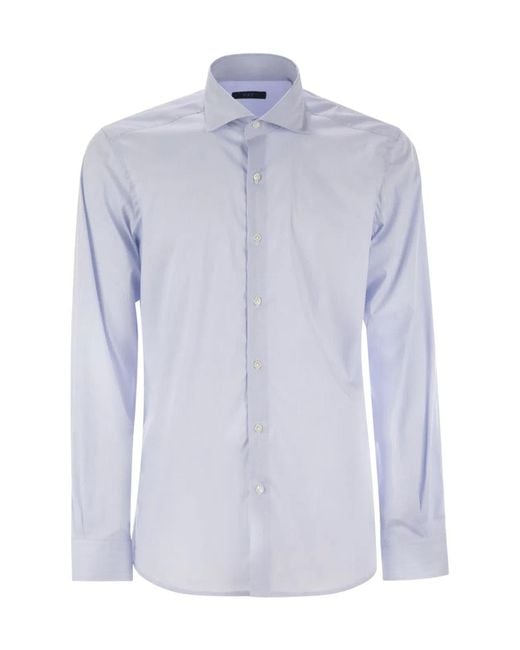 Fay White Stretch Poplin Shirt With French Collar for men