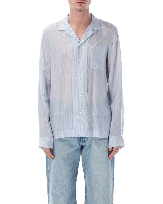 Dries Van Noten Blue Cartly Striped Shirt for men