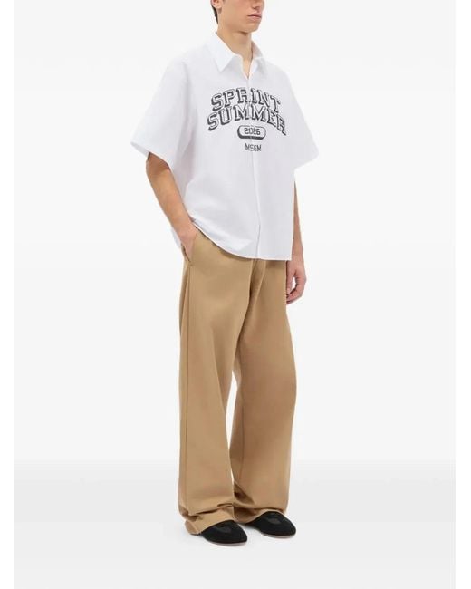 MSGM Natural Cotton Trousers for men