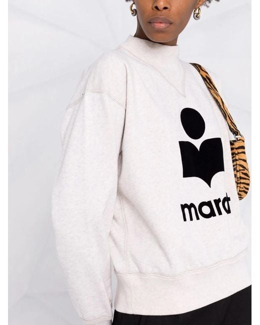 Isabel Marant White Isabel Marant Etoile Moby Flockedlogo Sweatshirt