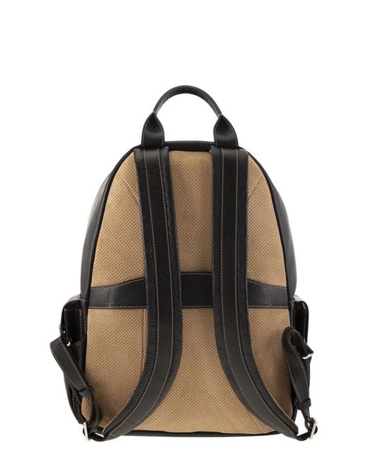 Brunello Cucinelli Black Grained Leather Backpack for men