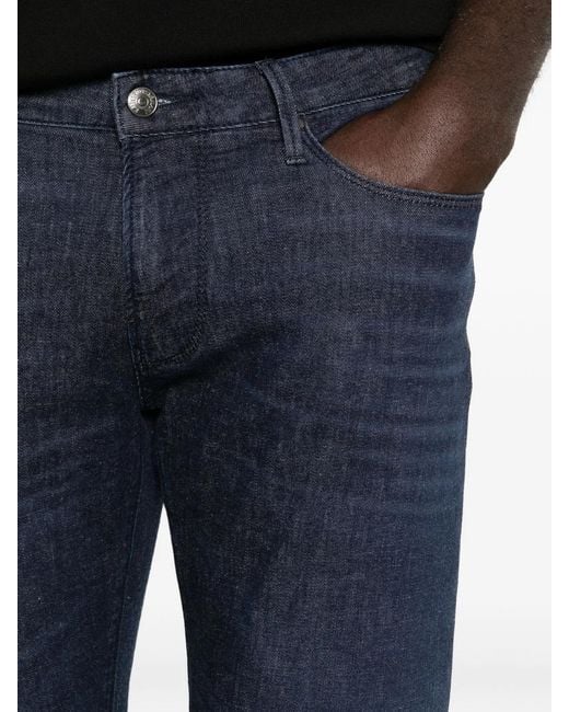Emporio Armani Blue Cotton Elastane Pockets Pants