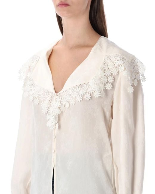 Chloé White Blouse With A Maxi Collar