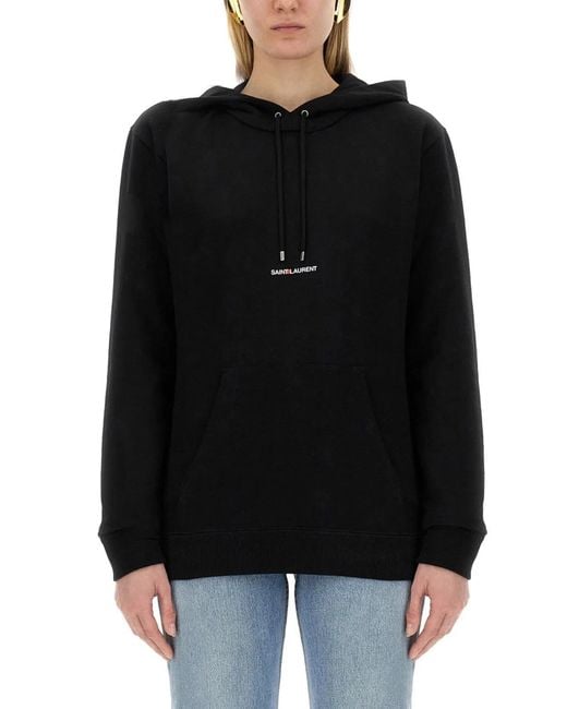Saint Laurent Black Sweatshirt With Logo Print