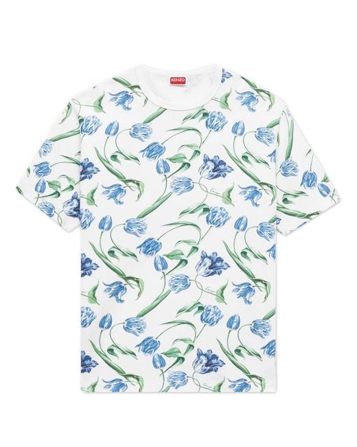 KENZO Blue Tulip' Cotton T-Shirt for men