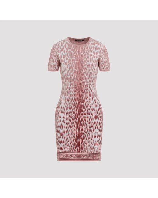 Roberto Cavalli Pink Jaguar Print Dress