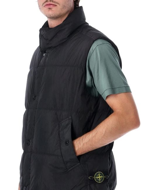 Stone Island Black Crinkle Reps Ny Vest for men
