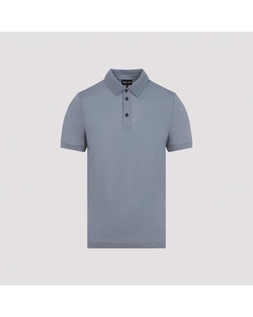 Giorgio Armani Blue Cloud Cotton Polo Shirt for men