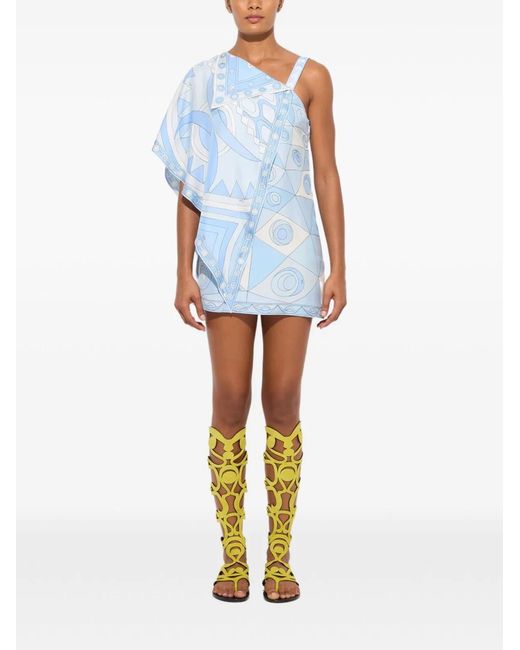 Emilio Pucci Blue Printed Silk Mini Dress
