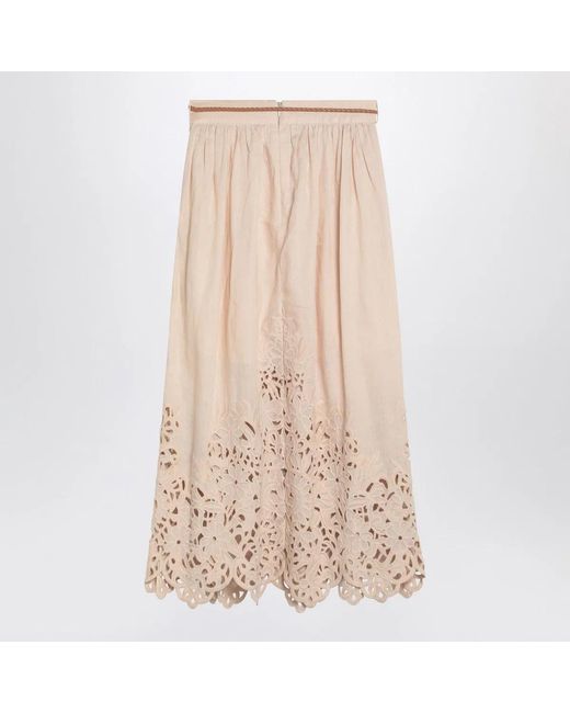 Zimmermann Natural Wylie Cream Colored Midi Skirt