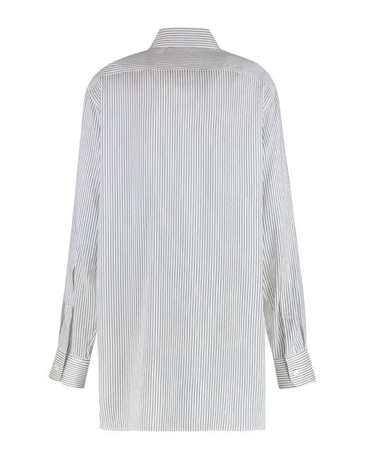 Stella McCartney Gray Striped Silk Shirt