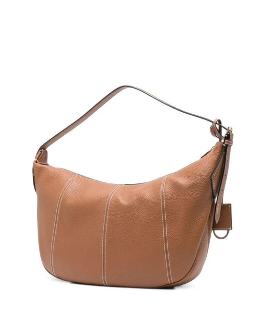 Lancel Brown "Victoire Large" Large Zip Hobo Bag