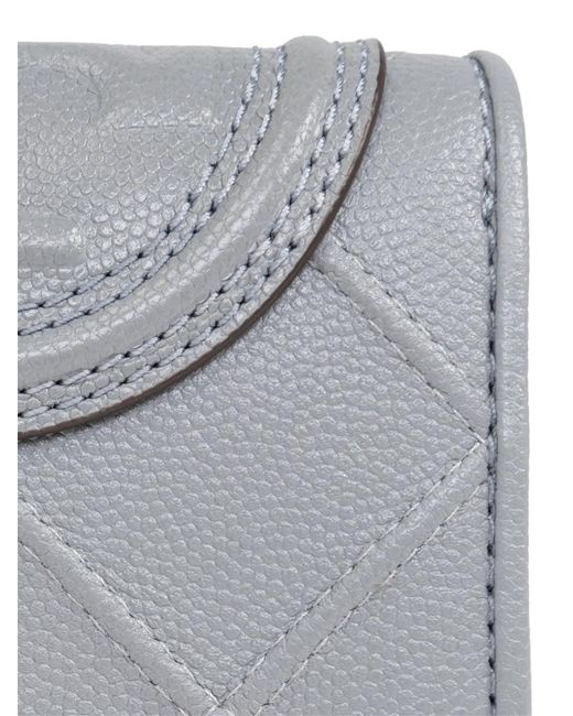 Tory Burch Gray Fleming Soft Logo Wallet