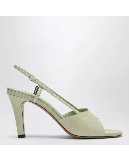 Miu Miu White Pistachiocolored Ayers Slingback Sandals