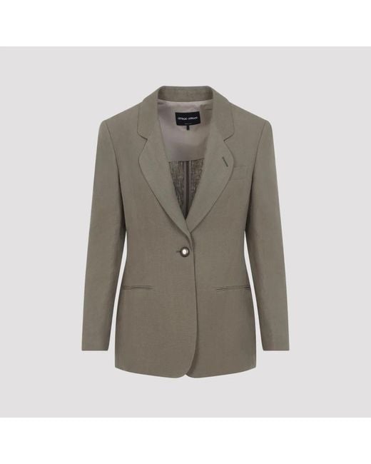 Giorgio Armani Gray Smoky Quartz Linen Blazer