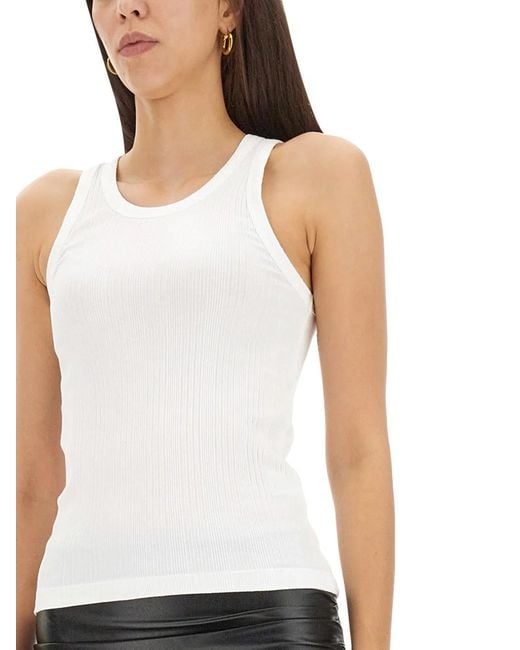 Helmut Lang White Knitted Round Neck Top