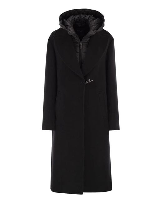 Fay Black Double Front Coat
