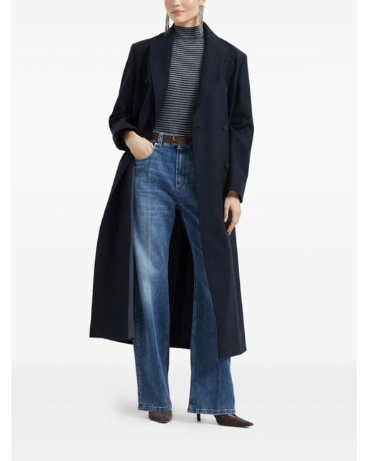 Brunello Cucinelli Blue Wide-Leg Stretch Denim Jeans