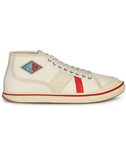 Bottega Veneta White Eliot Mid-Top Canvas Sneakers for men