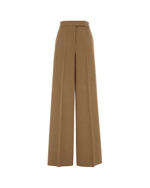 Max Mara Natural Camel Flannel Filato Wide-Leg Pant