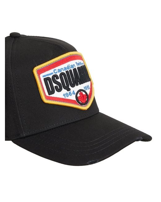 DSquared² Black Baseball Patch Cap for men