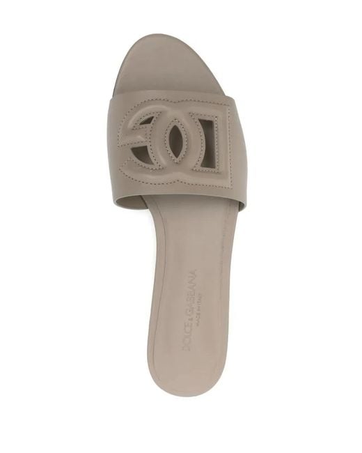 Dolce & Gabbana White Dolce & Gabbana Slides With Dg Millennials Logo