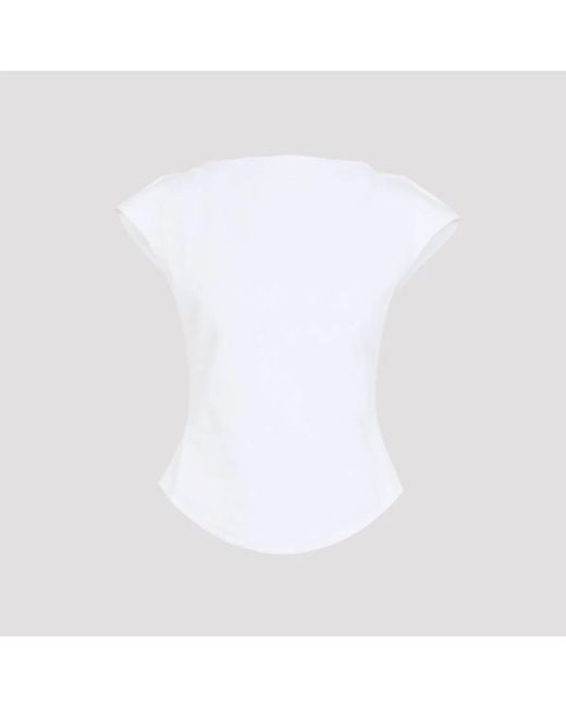 Alaïa White Alaia Cap Cotton Fitted T-Shirt