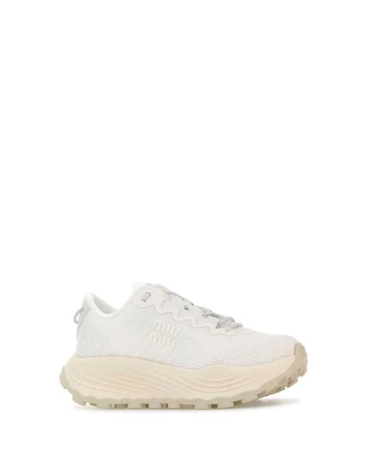 Miu Miu White Fabric Sneakers