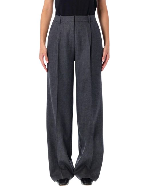 Anine Bing Blue Dark Wide-Leg Wool Trousers